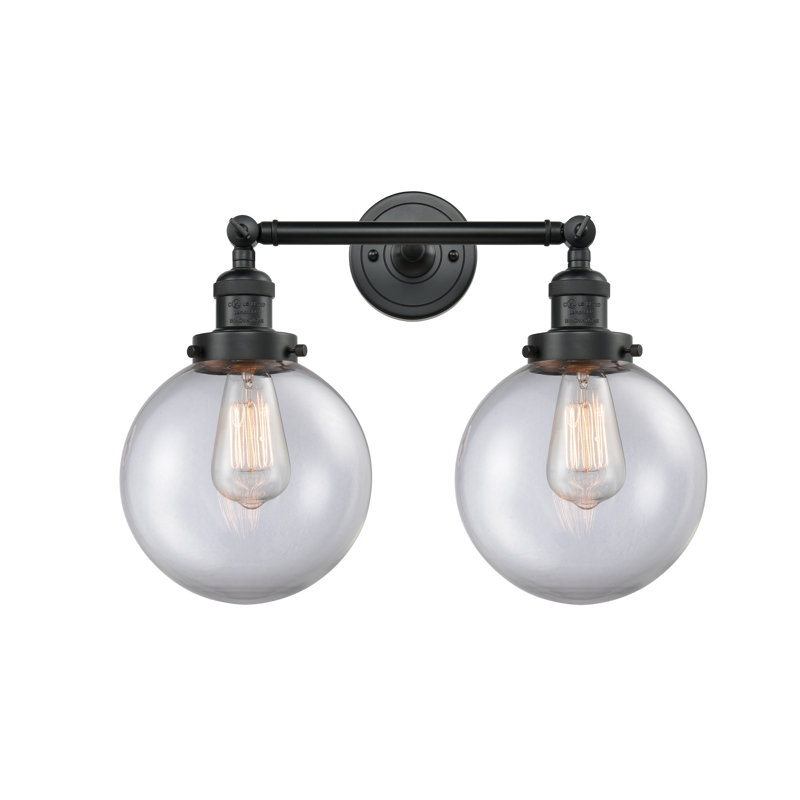 Éclairage de salle de bain à intensité variable 2 lumières Clementina, Transparent, Ampoule DEL 6 watts Vinage, Noir mat