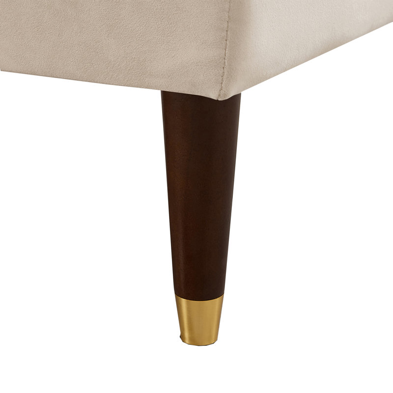 Chaise longue en velours à un accoudoir avec coussin lombaire 27,5 po Tohura, Velours beige