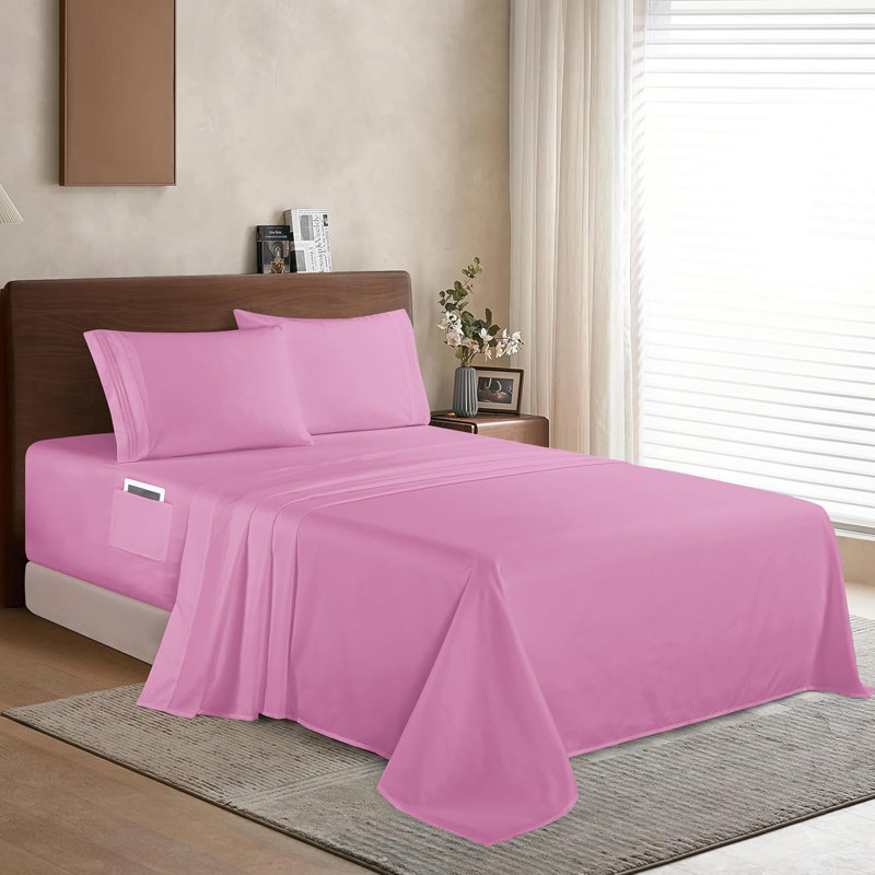 Elegant Comfort Luxury 1500 Premium Hotel Quality Microfiber 4-Piece Sheet Set - Soft, All Around Elastic 18-24 Inches Deep Fitted Sheet - Extra Deep Pocket Sheets