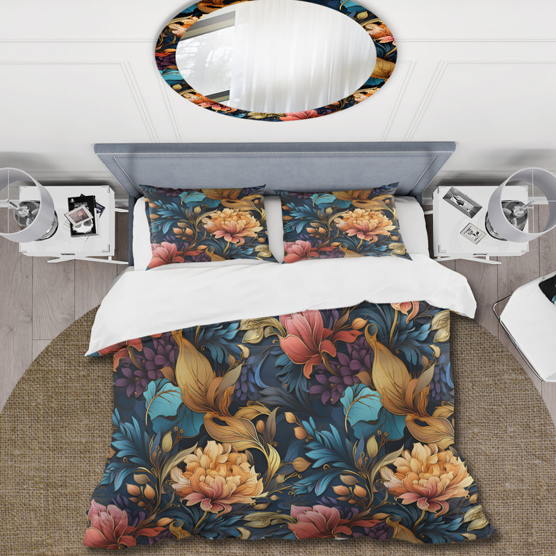 Literie Art Nouveau Blue Tones I, Housse de couette simple + 1 taie décorative stan