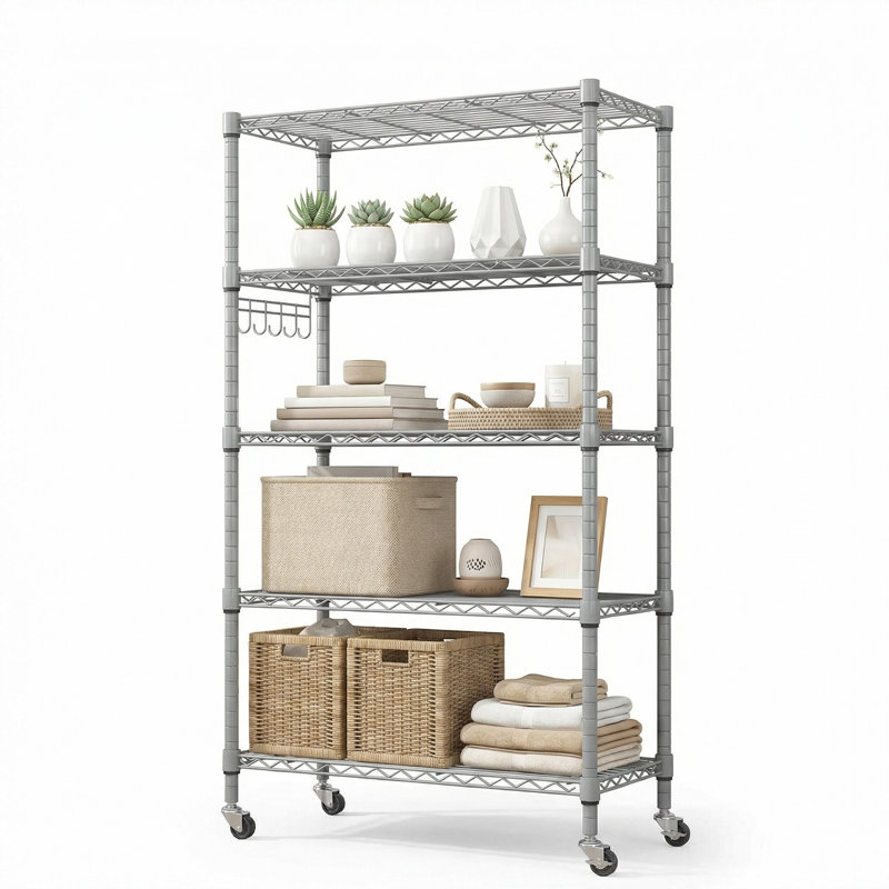 Rayonnage à hauteur réglable Lylla, Argent, H 62,2 po x l 29,92 po x P 13,78 po