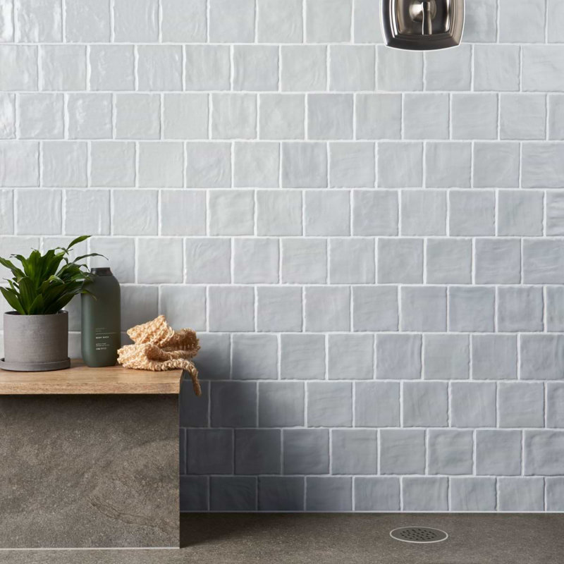 Montauk 4x4 Mixed Finish Ceramic Tile, Blue