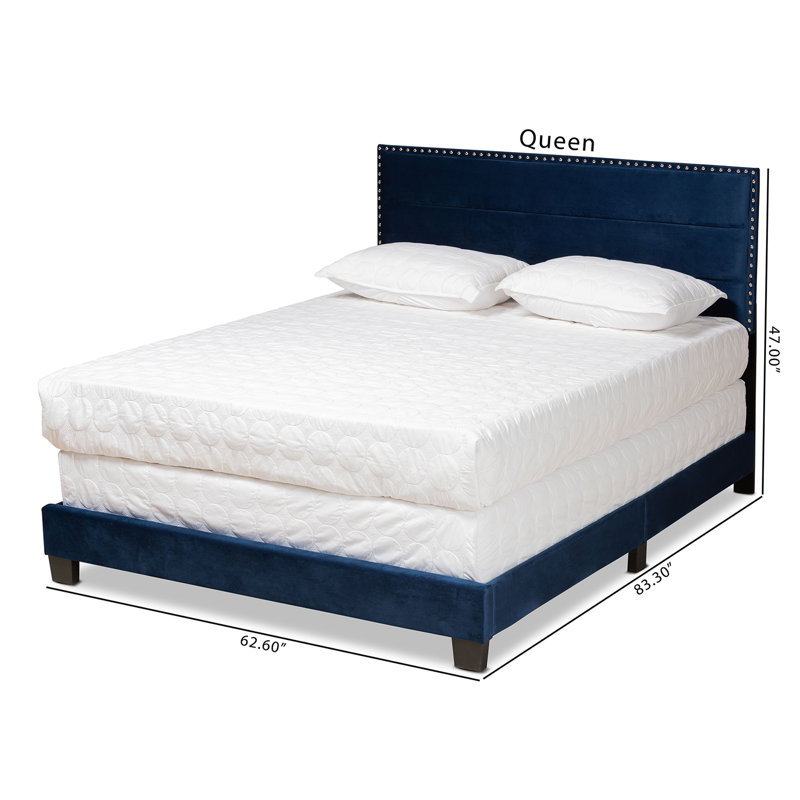 Warsaw Upholstered Standard Bed, Queen, Navy Blue