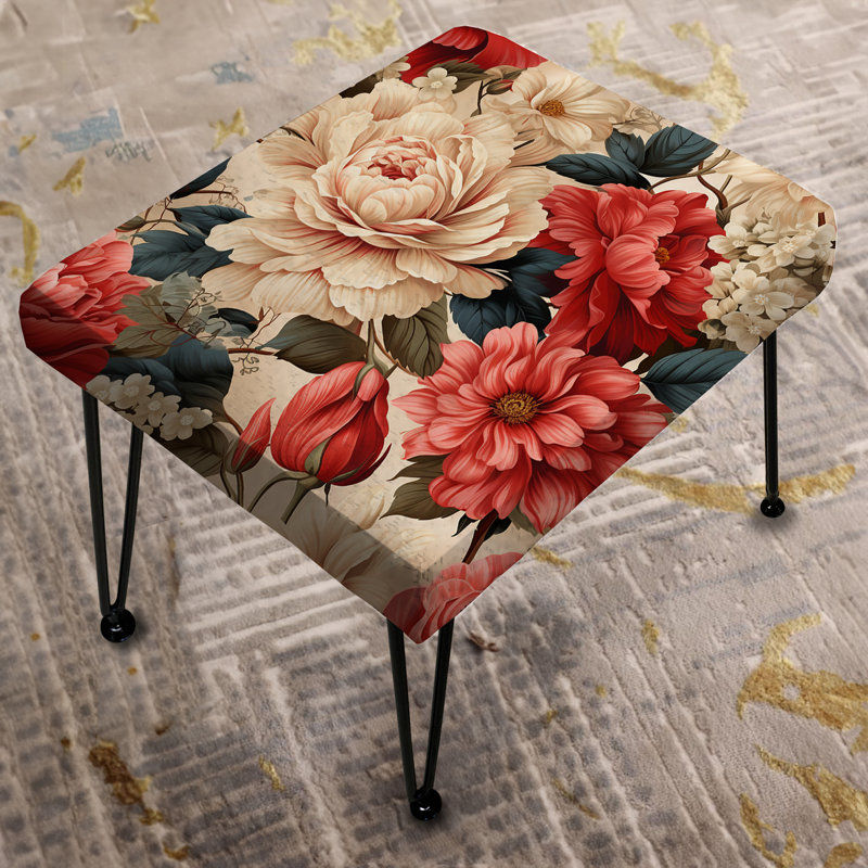 Rétro motif floral rétro rose et beige avec motif floral I