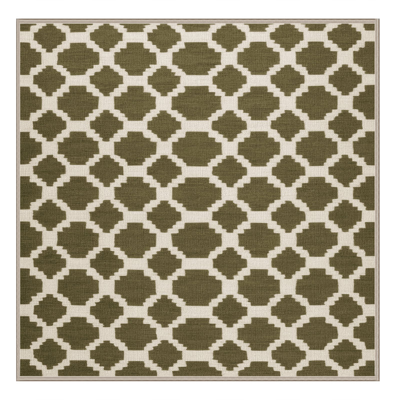Tapis brun treillis lavable à la machine, Carré 3 pi