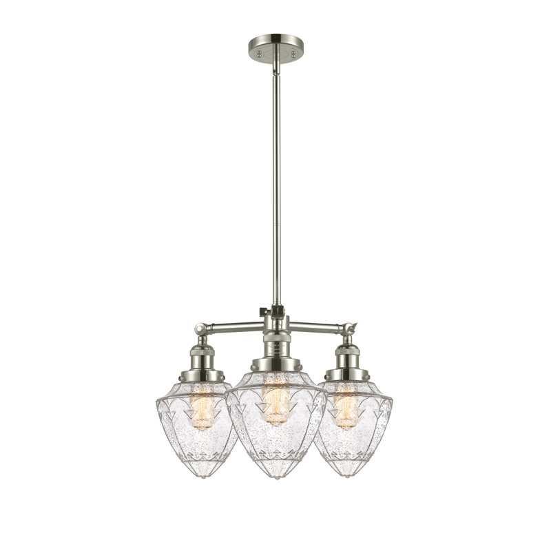 Balle - 3 lumières - 20 po - Nickel poli - Tige suspendue - Lustre, Polished Nickel