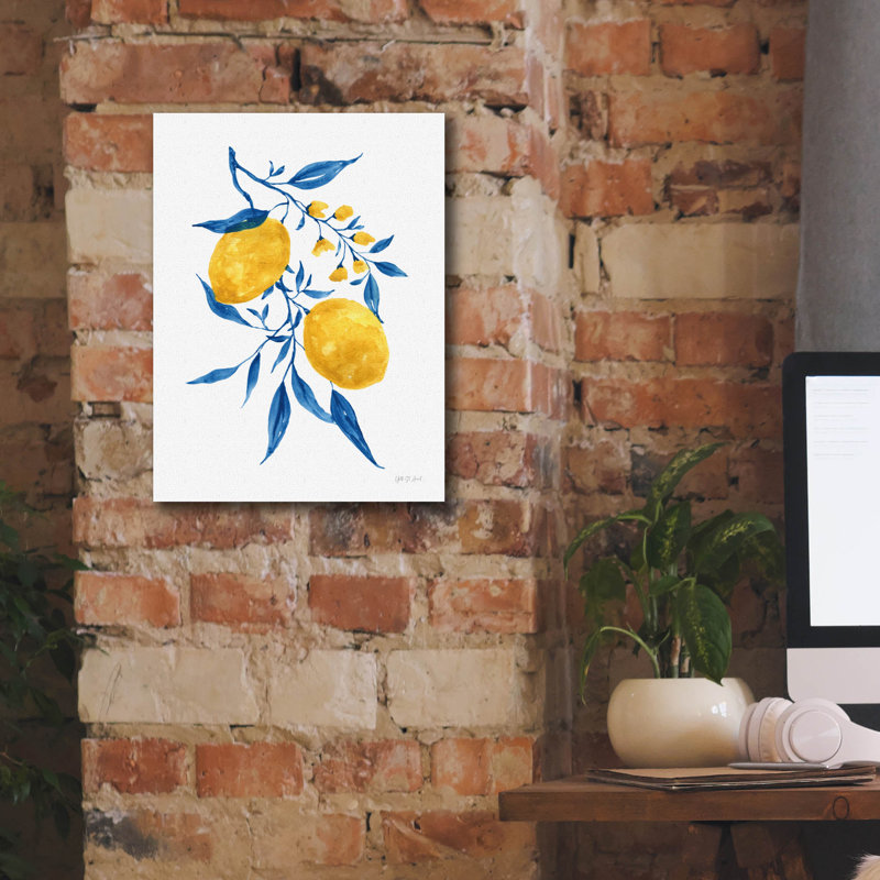 "Epic Graffiti" Blue Leaf Lemons 2 "par Yvette St. Amant, art mural sur toile, H 16 po x l 12 po x P 0,75 po