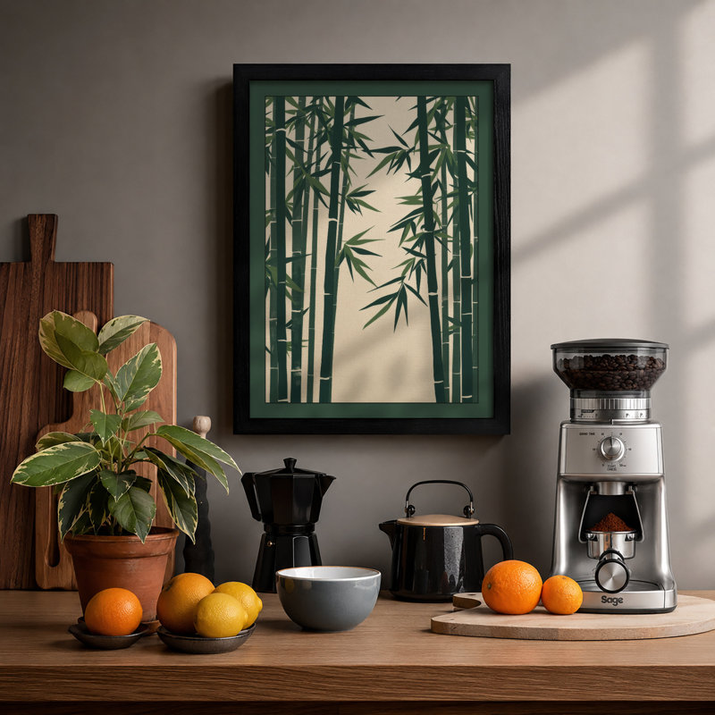 Bamboo in Silence Japandi - Framed Print, Black, A3 - 42.0 x 29.7 cm