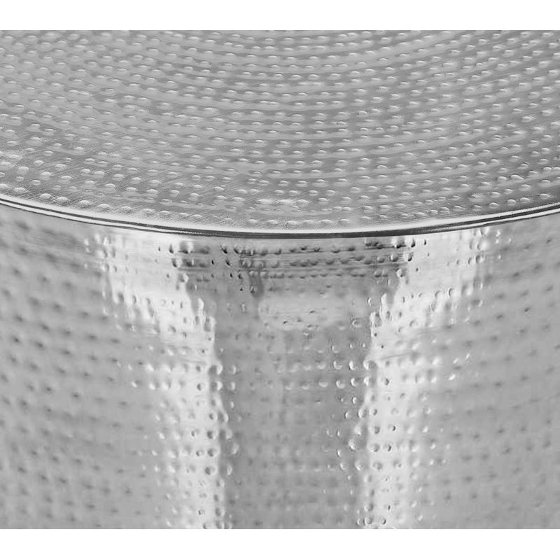 Table d'appoint compacte en stratifié taupe foncé avec rangement caché et porte-gobelet double, parfaite pour le salon ou la chambre à coucher