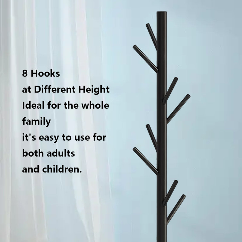 Freestanding Coat Rack For Entryway And Corner, Black