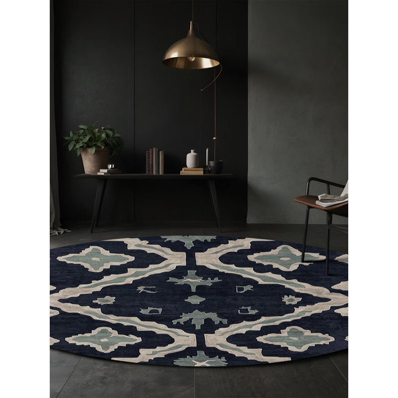 Tapis gris soyeux et moelleux, Rond 7 pi