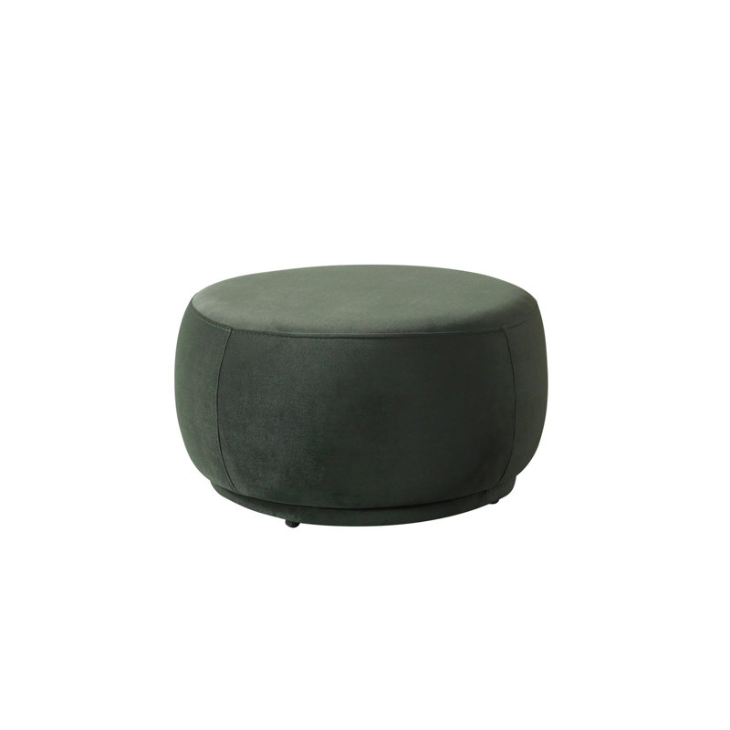 Round Velvet 28" Ottoman Green, Green