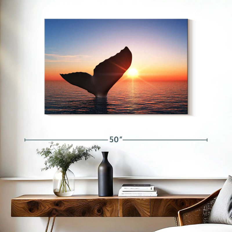 Brampt Whale Tail At Sunset, 26'' H x 39'' W