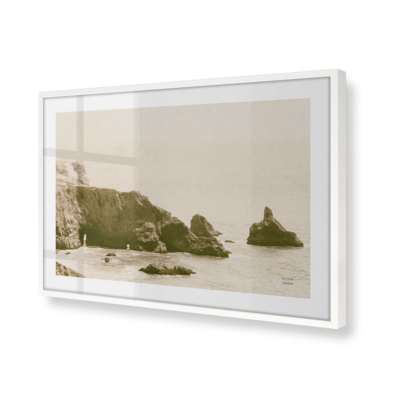 " Secluded Shoreline ", 13" H x 13" W, Opaque White Framed