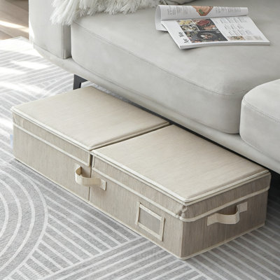 Underbed Storage Bag With Zipper Closure And Flip-Top Lid, Fabric Organizer With Handles (Grey)