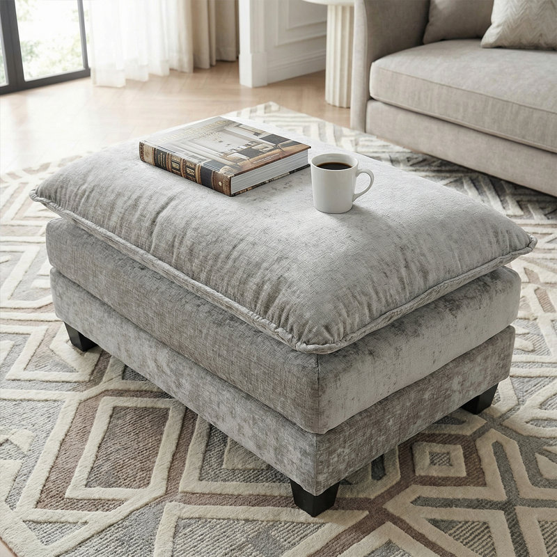 Modular Cloud Sofa Ottoman - Comfy Double Layer Cushion, Living Room Seating, Gray