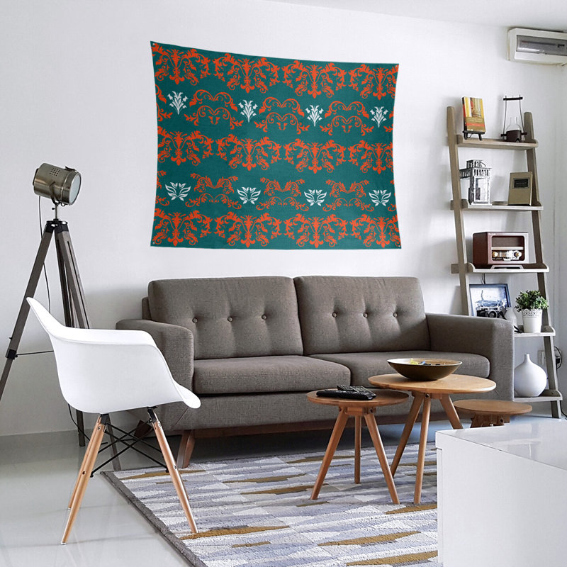 Tapisserie baroque en microfibre Miami Throwback Football, H 27,5 po x l 37,5 po, Turquoise / blanc / orange