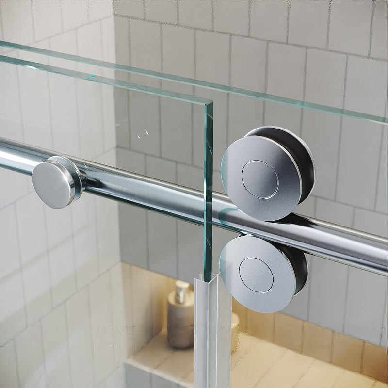 56"-60" W X 72" H Single Sliding Frameless Shower Door with Upgraded 3/8" Tempered Clear Glass, Chrome