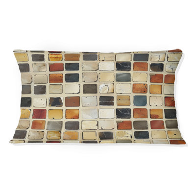 Beige Midcentury Mosaic Tiles - Midcentury Lumbar Pillow