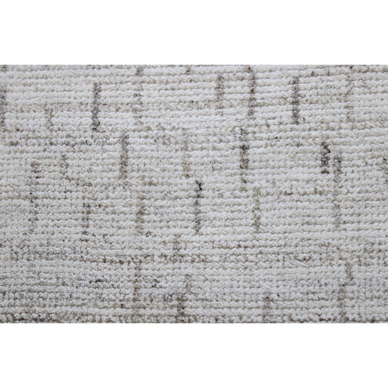 Hand Knotted Abstract Area Rug in Ivory/Beige, Rectangle 12' x 15'