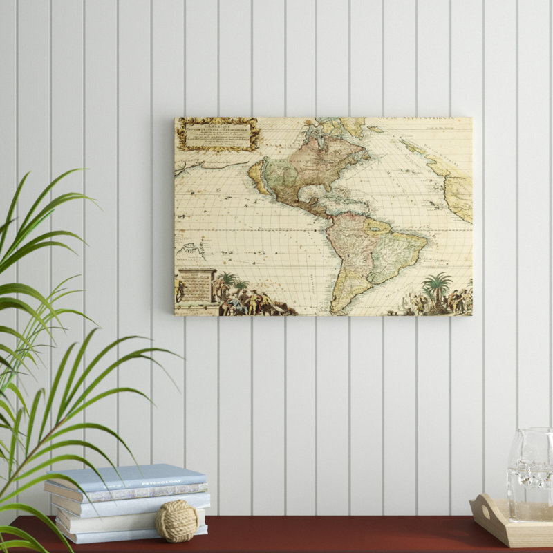 Antique Map of America II - Painting Print, 51cm H x 76cm W, Wrapped Canvas