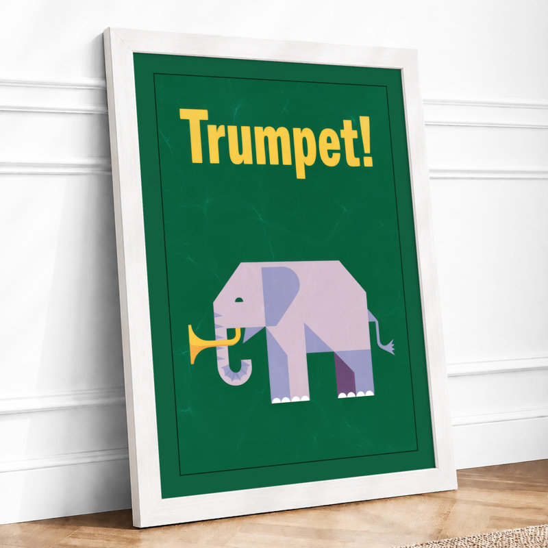 Elephant's Trumpet Geometric - Framed Print, A3 - 42.0 x 29.7 cm, White