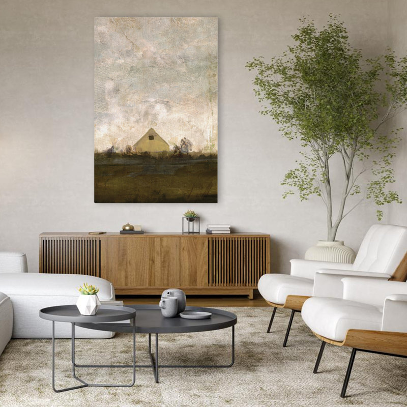 Little Sweet Life - Paysage de grange minimaliste contemporain, H 48 po x l 32 po