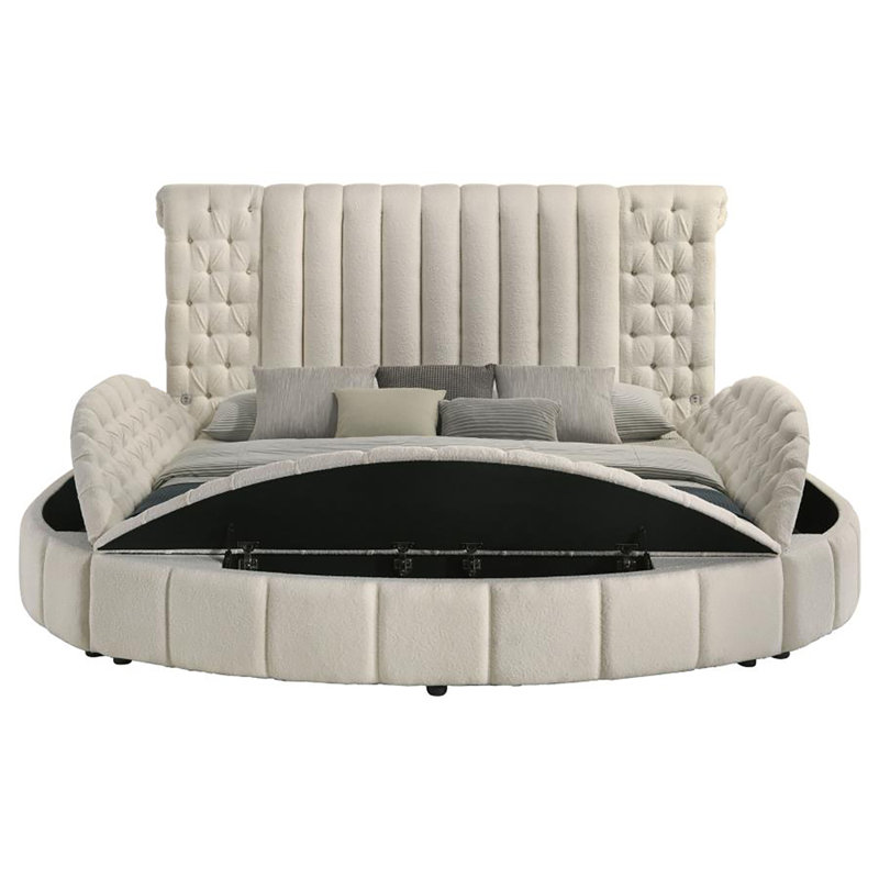 Lit de rangement rond rembourré Yewle, Grand
