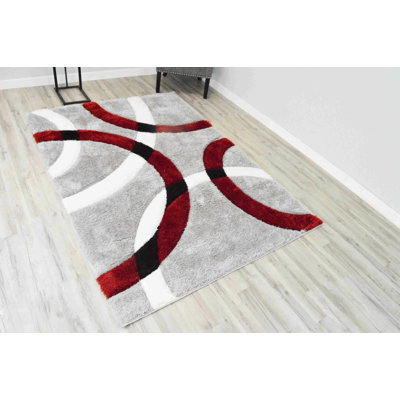 Tapis moderne à poil long à motif géométrique abstrait pour le salon et la chambre à coucher