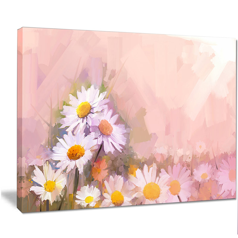 Gerbera Flowers on Soft Color Back - impression sur toile tendue, H 12 po x l 20 po