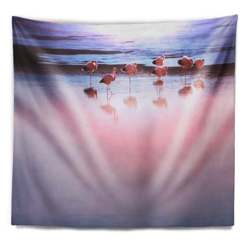 Tapisserie flamant rose oiseaux on bolivie beach, H 32 po x l 39 po