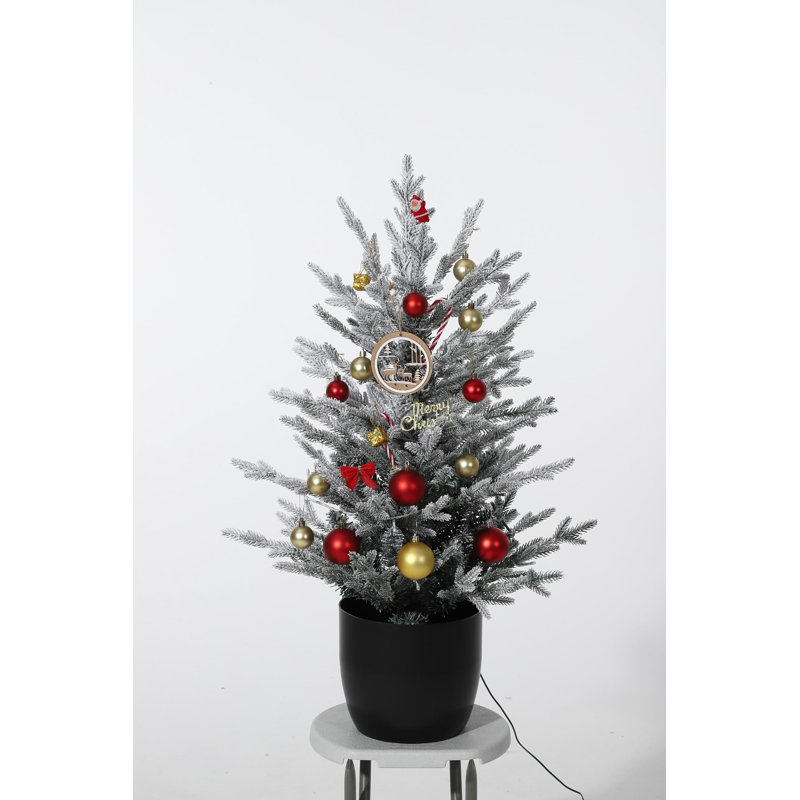 3 Ft Pre-Lit Artificial Christmas Tree with LED Lights – Compact Mini Xmas Tree, Lifelike Branches, Easy Assembly, Holiday Decoration for Home & Office