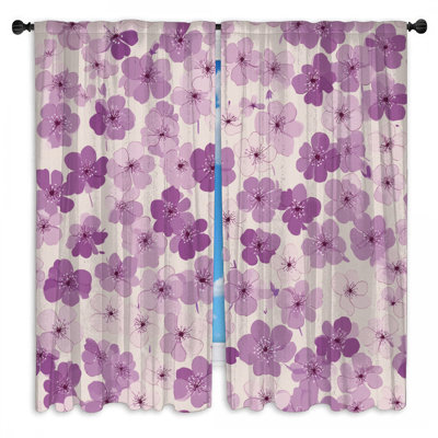 Flowers Window Curtains  Floral Sheer & Room Darkening - 2 Panels