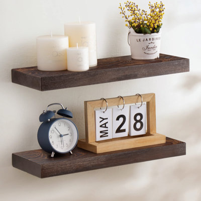 Zahriah 2 Piece Rustic Pine Floating Wall Shelf