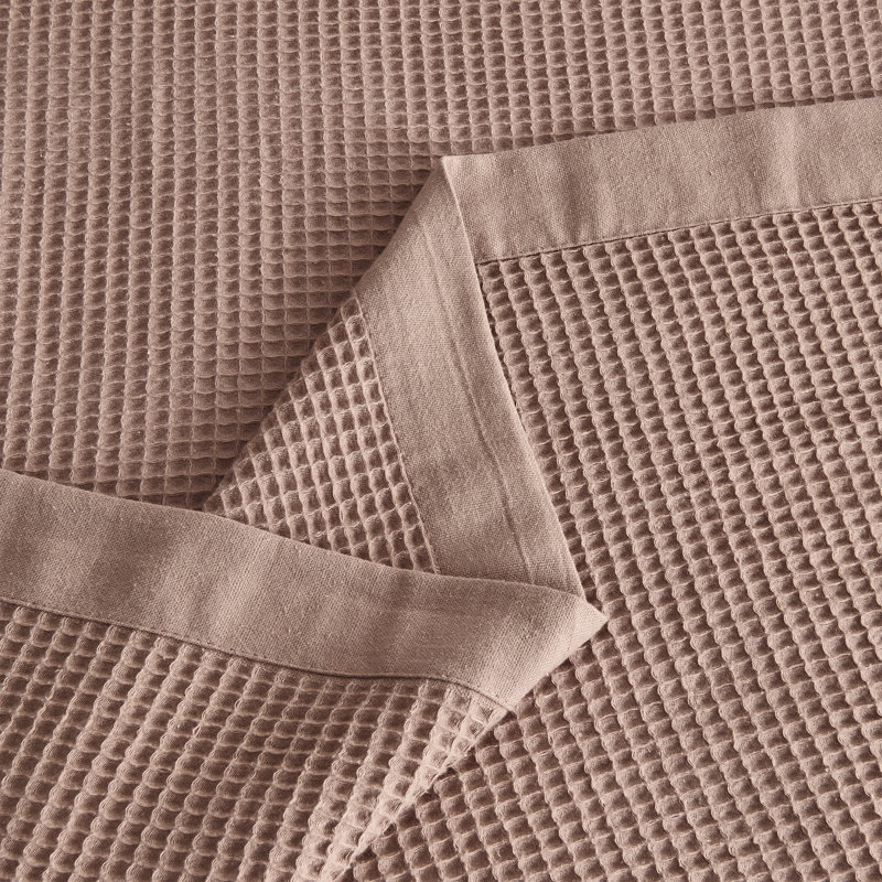 Couverture d'été 100% coton tissé gaufré léger, Très grand, Bois rouge