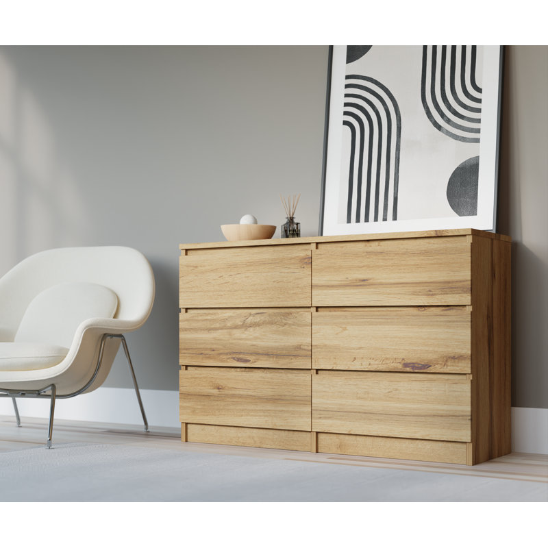 Demi 120cm W 6 - Drawer Chest of Drawers, Wotan Oak