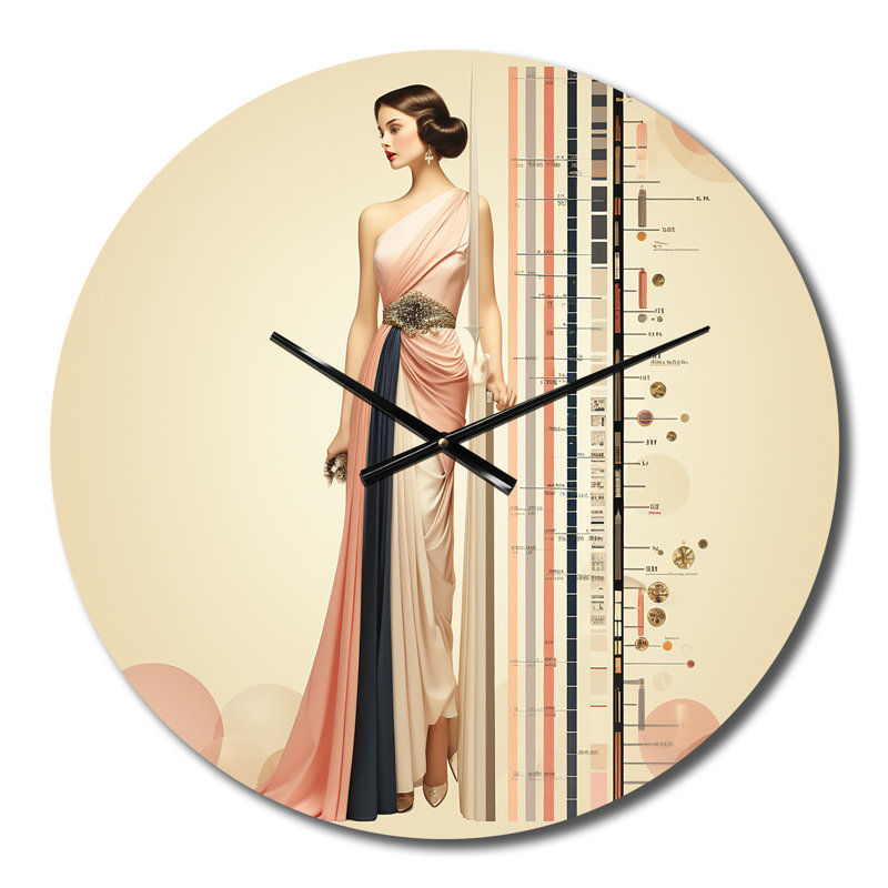 Horloge murale Art Nouveau Elegant Glamour Portrait II, Moyenne