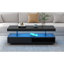 Table basse à DEL avec rangement, table centrale moderne avec 2 tiroirs et tablettes de présentation, mobilier d'appoint avec lumières DEL pour le salon, noir