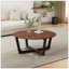 Table basse en bois d'acacia massif | Finition brune et noire, mobilier de salon moderne