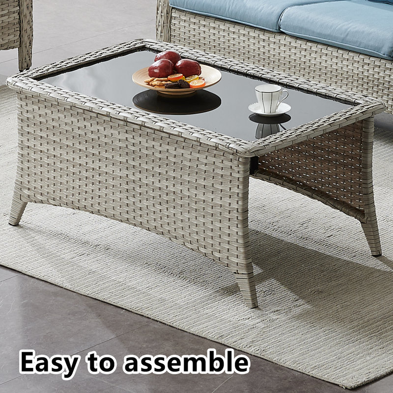 Tonry - Person Patio Conversation Sets with Cushions, Baby Blue