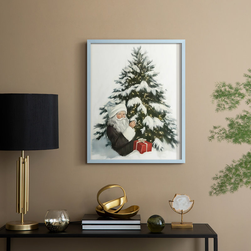 «Christmas Holiday Art CCXLVI», reproduction d'art encadrée - bois massif, Bleu, H 30 po x l 24 po