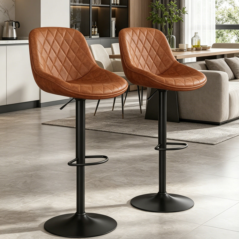 Tiberias Upholstered Adjustable Height Counter Stool with Metal Frame
