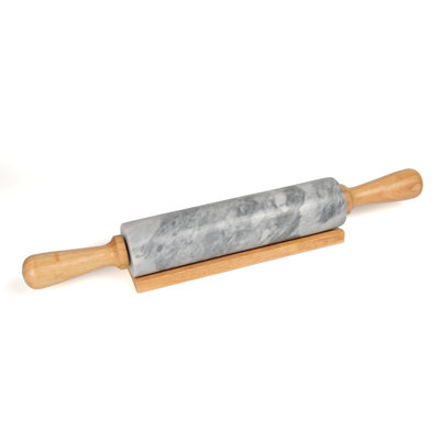Rouleau à pâtisserie L 18 po avec poignées et berceau en bois de marbre Creative Home Deluxe