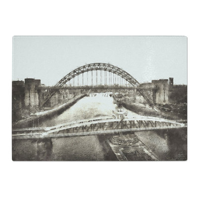 Tempered Glass Tyne Bridge Linking Newcastle Painting Chopping Board
