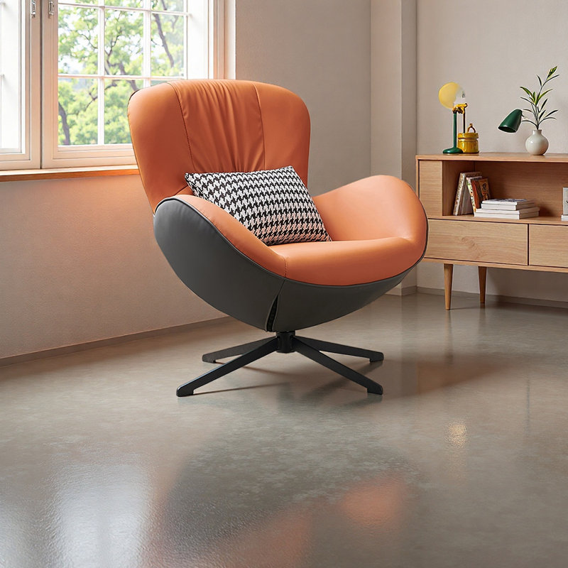 Chaise de loisirs élégante avec rotation, Orange / gris