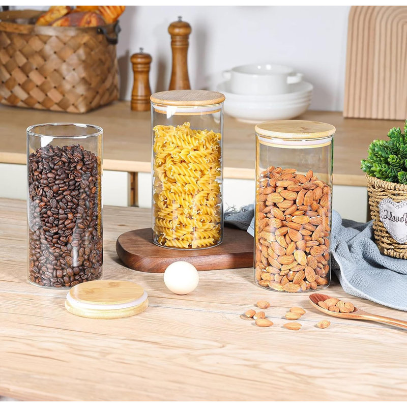 Glass Jar - Set of 3, 17cm H x 10cm W x 10cm D