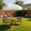 Parasol de terrasse bohémien à franges, 6,5 pi, blanc rétro (base non incluse)-2077714159