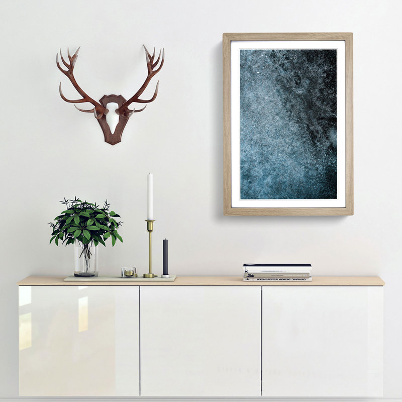 Speckles of Midnight in Abstract - Picture Frame Graphic Art Print, 87cm H x 62cm W x 2cm D, Oak Framed