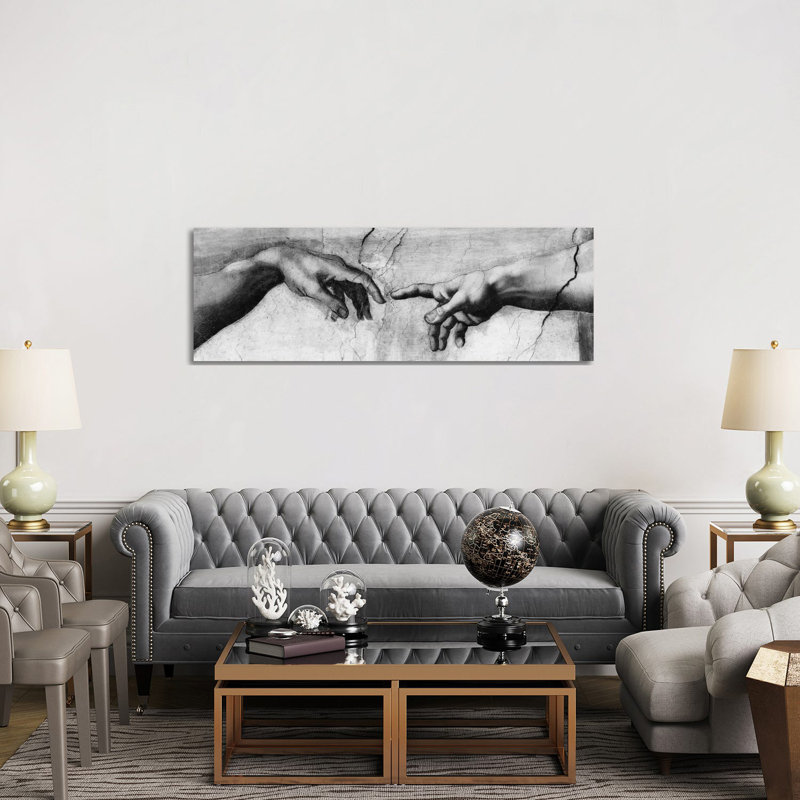 The Creation Of Adam V by Michelangelo - Wrapped Canvas Panoramic Painting, 152.4 cm H x 50.8 cm W x 1.91 cm D, No Frame