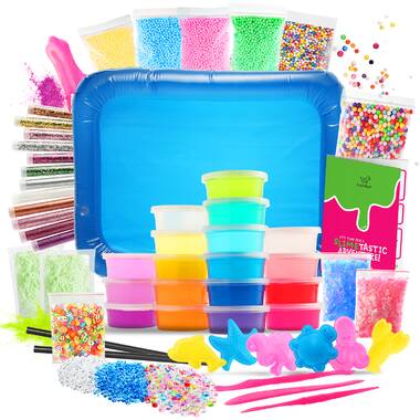 Slime kit for Kids 18 Color Slime Making kit Glitters Foam Balls Beads Play  Tray